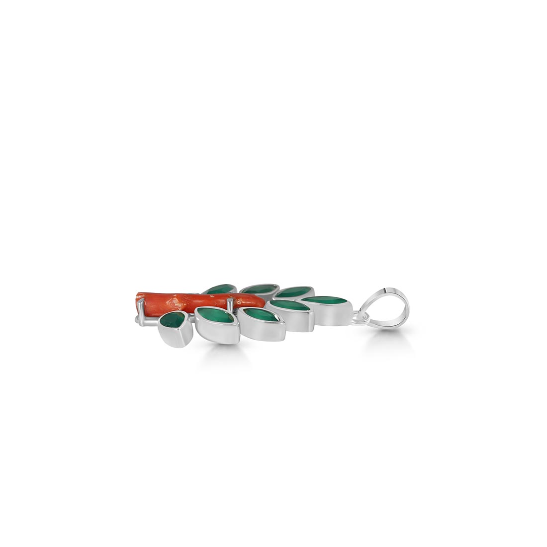 Red Coral / Green Onyx Pendant-(COR-P-55)